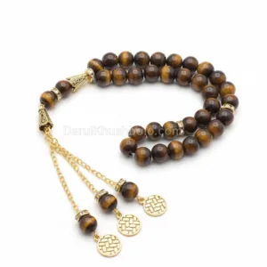 Premium Tiger Eye Stone Tasbih – 33 Prayer Beads for Mindful Dhikr